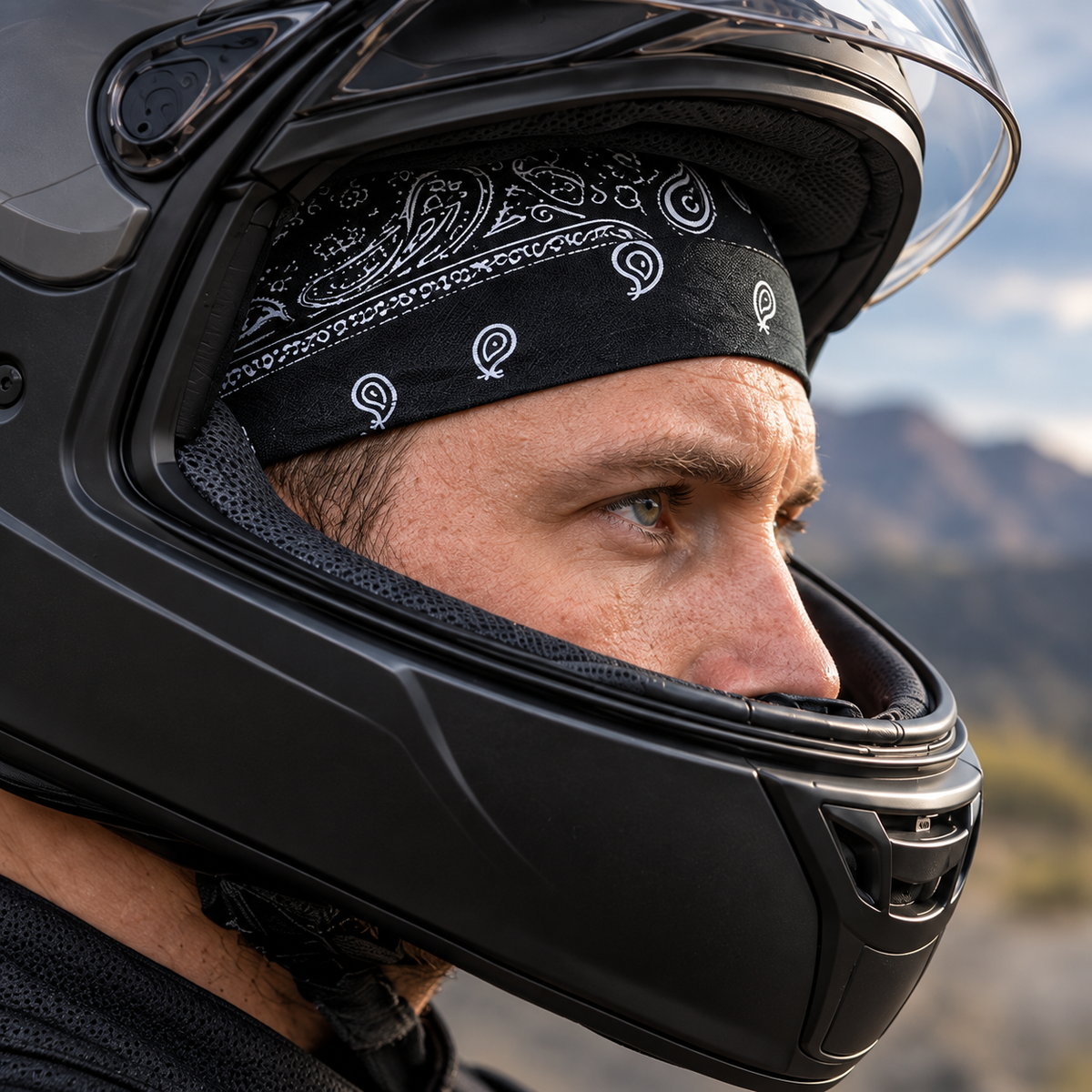 Sweat-Wicking Motorcycle Skull Cap with Adjustable Rear Ties